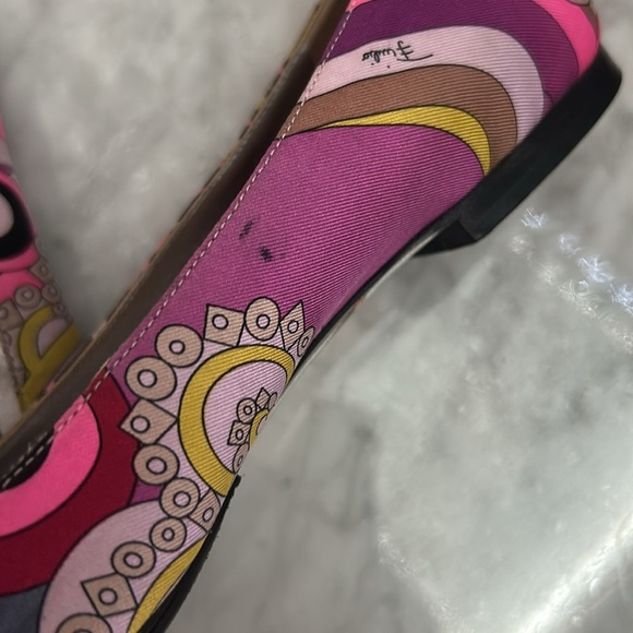 Emilio Pucci Pink and Purple Multi Color Patterned Flats 37 - Picture 8 of 10